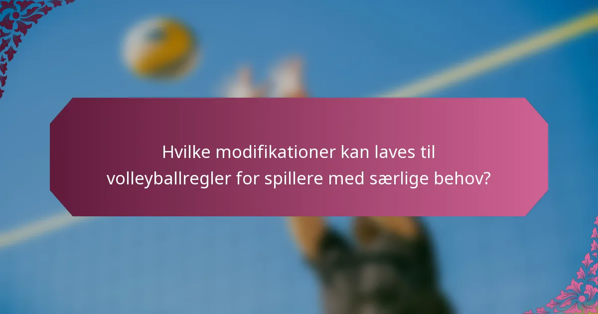 Hvilke modifikationer kan laves til volleyballregler for spillere med særlige behov?